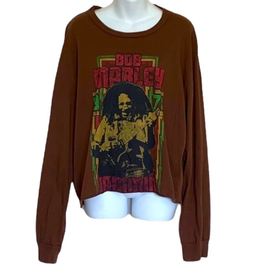 Zion Rootswear Bob Marley Jammin Cropped Long Sleeve Tee